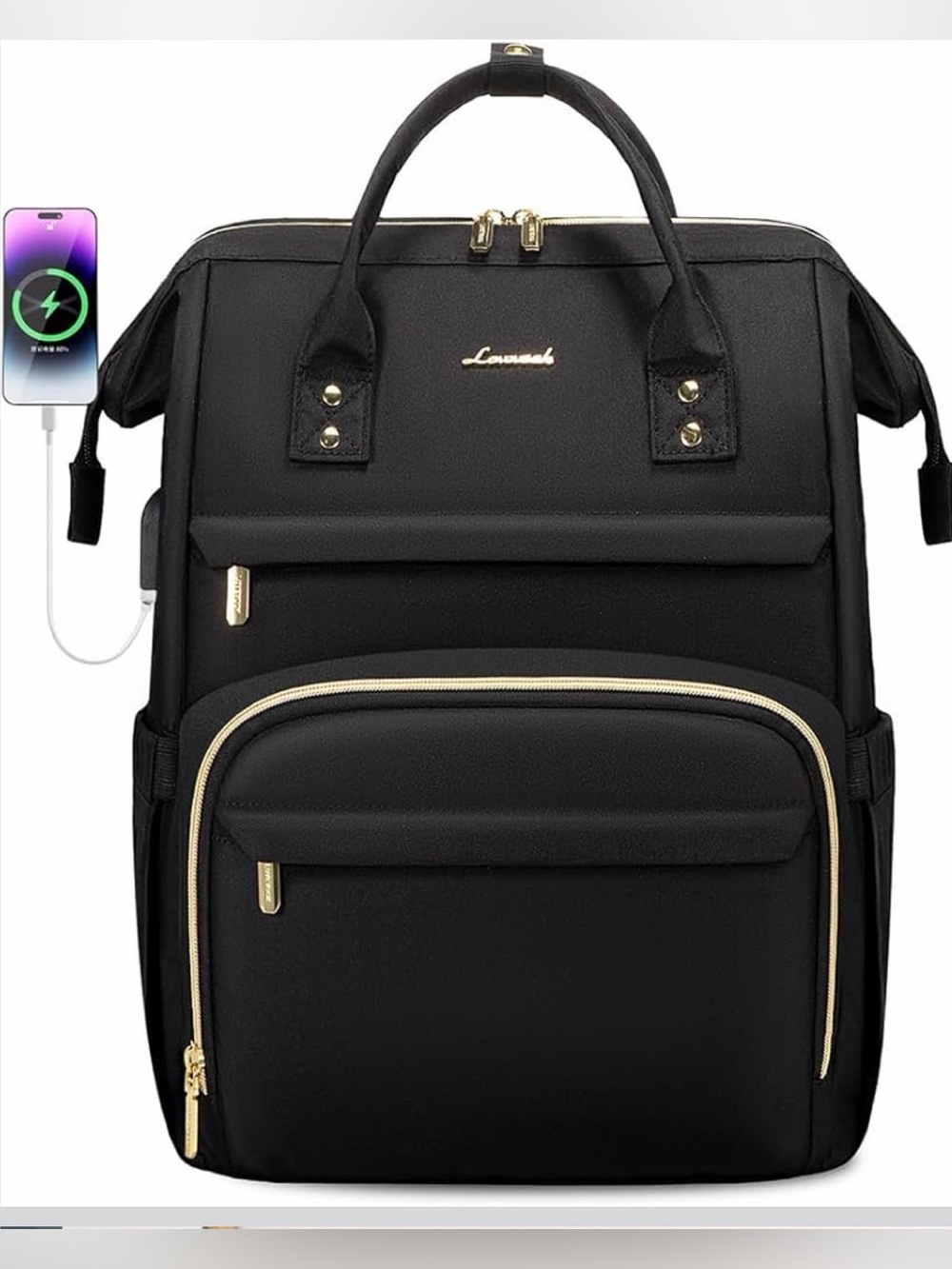 NWT - LOVEVOOK Laptop Backpack for Women,17 Inch, Black and Gold